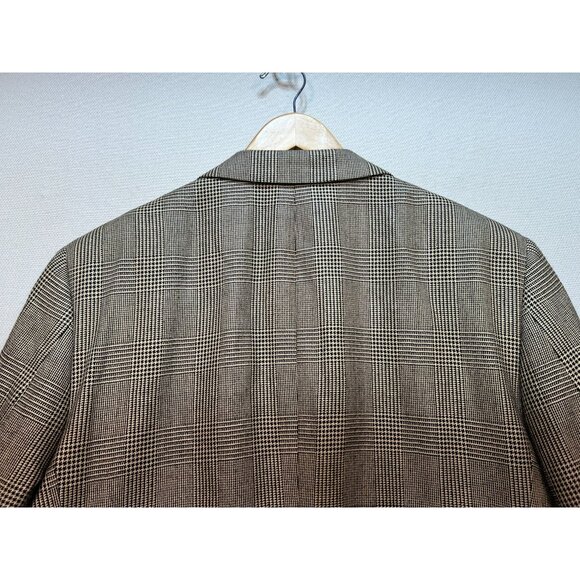 Jos. A. Bank Men's Silk 2 Button Sport Coat Long Sleeve Sz R41 Brown Plaid - Picture 12 of 13